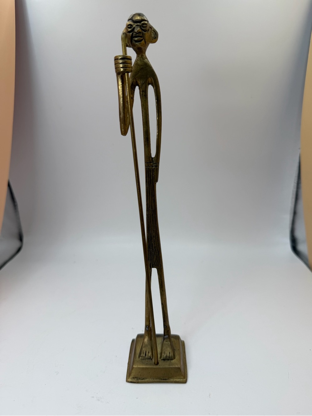 VINTAGE ART 10” MAHATMA GANDHI SOLID BRASS FIGURE SIGNED STATUE MAN WALKING